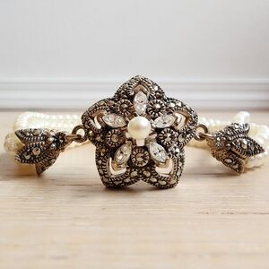 Vintage 1980s Sterling Silver and Authentic Pearl Bracelet